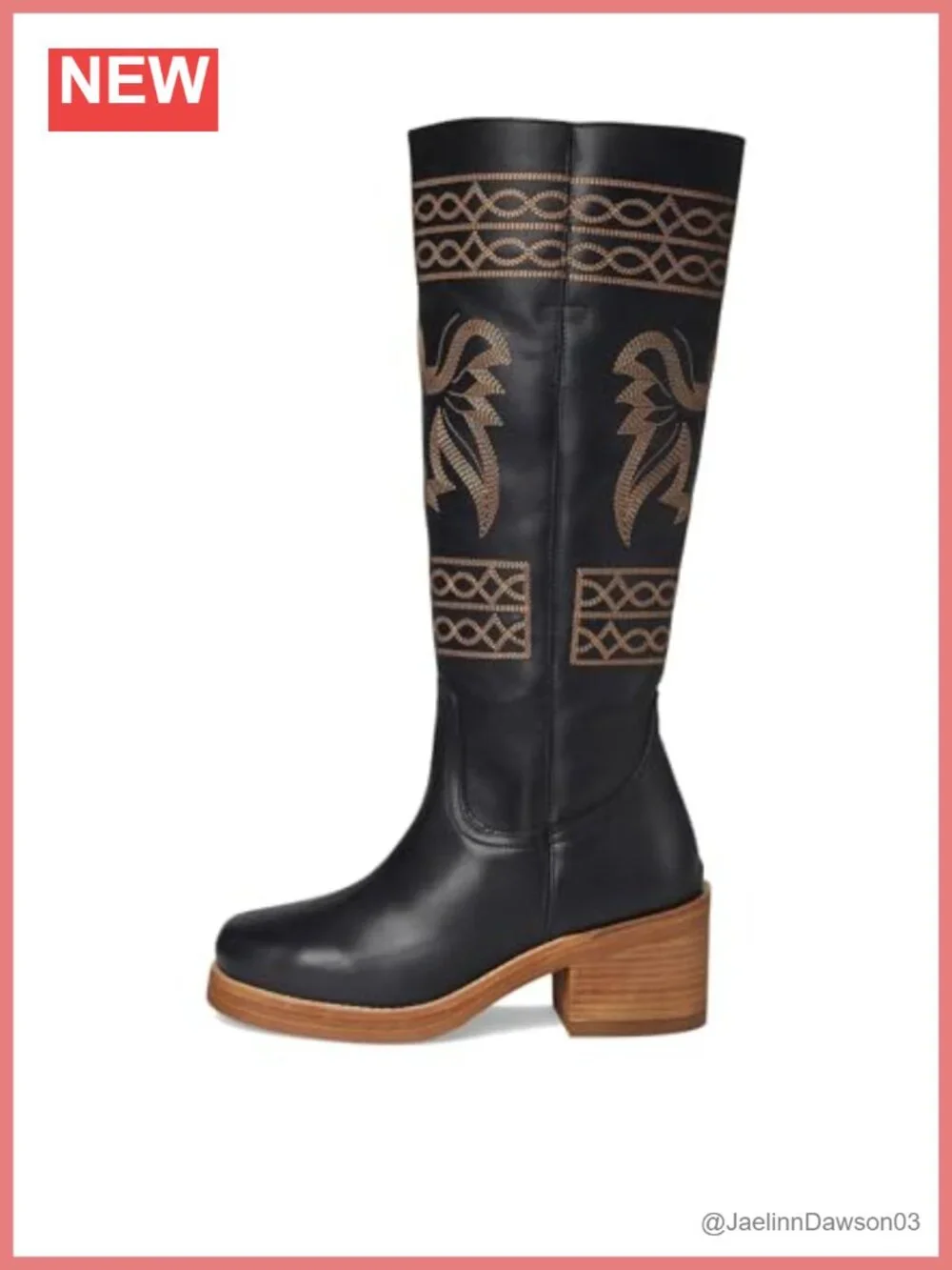 Dingo Avalon Embroidered Round Toe Pull On Knee High Boots Block Heel